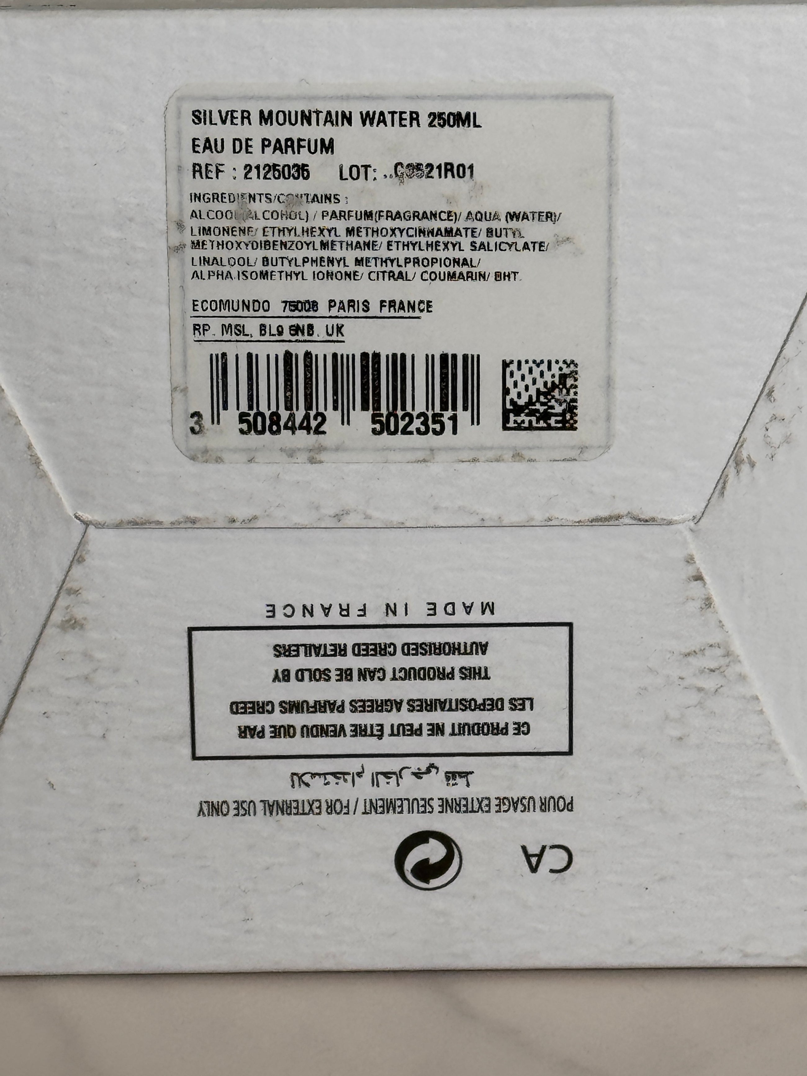 Creed Silver Mountain Water Vintage (Retail)